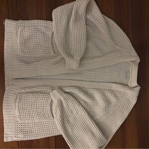 American Eagle cream waffle knit cardigan